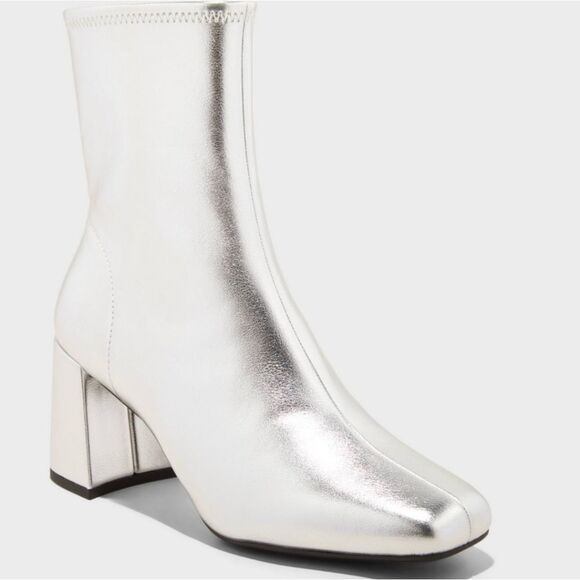🆕👢 Pippa Chunky Heel Ankle Boots - A New Day, Silver - Sz 8.5 - Picture 1 of 5